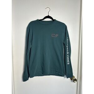 Vineyard Vines Long Sleeve T-Shirt Mens Small Green Pink Whale Logo Cotton